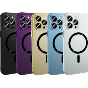 Luxury Desert Titanium Metal Frame Magnetic Phone Case for iPhone 17 16 15 14 Pro Max With Camera Protection Frosted  Back Cover